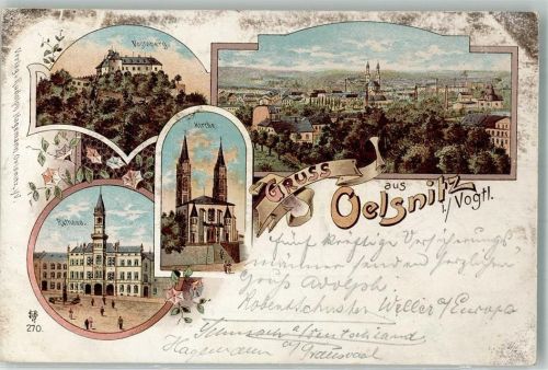 Oelsnitz 1899 Vogtsberg Rathaus Kirche