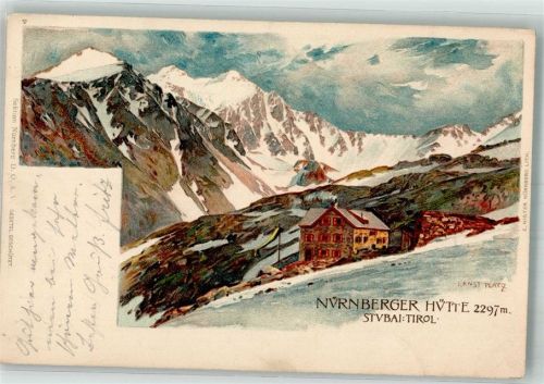 Nürnberger Hütte 1904 Lithographie Hüttenstempel