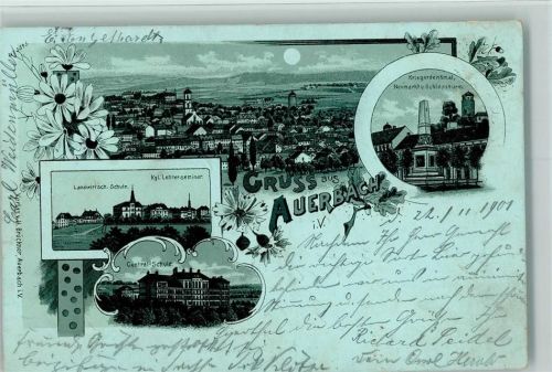 Auerbach 1901 Gruss aus - Kriegerdenkmal
