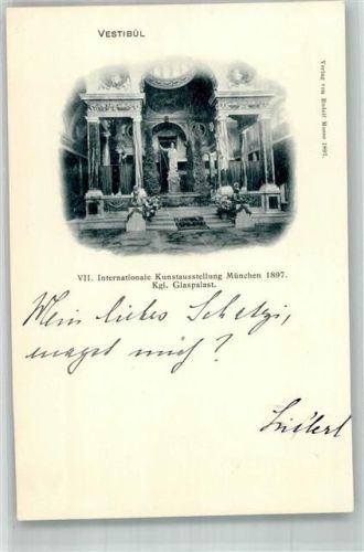 München 1897 Adelskorrespondenz Glaspalast Vestibül