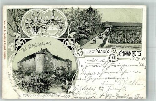 Rödelsee 1904 Schloss Schwanberg Wappen RS. Stempel Schlossgut