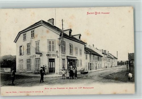 88100 Saint-Die-des-Vosges - Rue de la Prairie et rue du 10 Bataillon Cafe Husson Tabac Kinderwagen