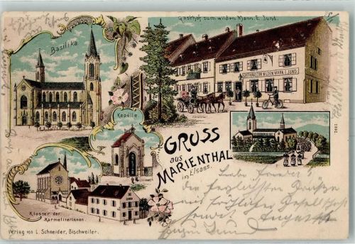Marienthal 1901 Gruss aus Lithographie Gasthaus zum wilden Mann AK