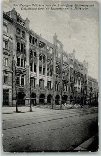 O7000 Leipzig Volkshaus nach der Beschießung Revolution 1921