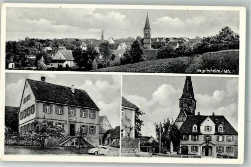 Ergersheim Gasthaus zum Hirschen VW Käfer Kirche St. Ursula