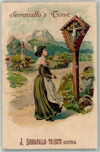 Serravallos Tonic Frau in Tracht am Wegekreuz