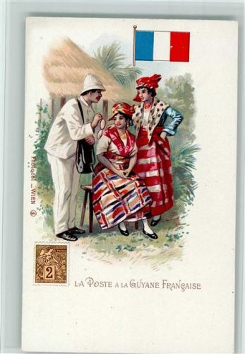 Postwesen und Briefmarke, Fahne 1898 in Guyane Francaise, sehr gute Erhaltung AK