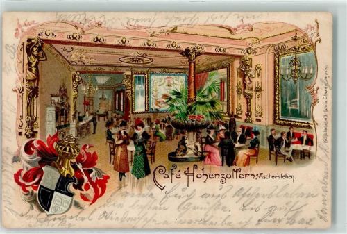 Aschersleben 1900 Gasthaus Cafe Hohenzollern Wappen