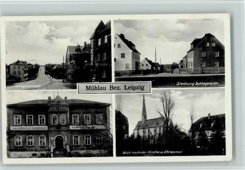 Mühlau 1941 Rathaus, Penigerstraße, Siedlung, gute Erhaltung AK