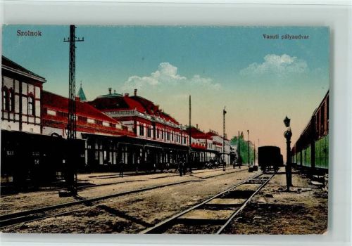 Szolnok Bahnhof, vasuti palyaudvar, gute Erhaltung AK