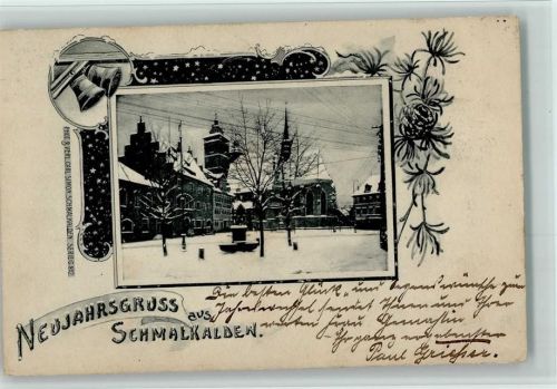 Schmalkalden 1901 Neujahr - Winter , Tannenzapfen, Marktplatz AK