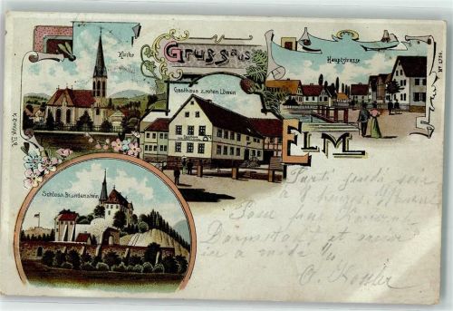 Elm 1901 Kirche Gasthaus Zum roten Löwen Hauptstraße Schloss Brandenstein