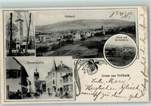 Fellbach 1905 Kernenturm Blick auf Rotenberg Grabkapelle
