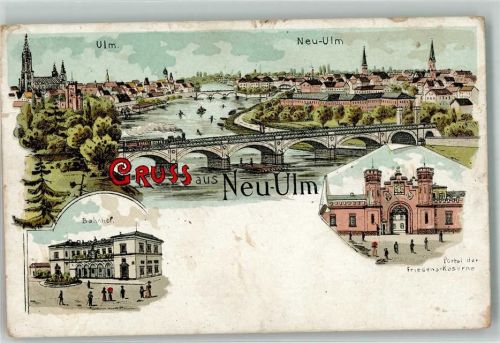 Neu-Ulm 1915 Bahnhof Kaserne Feldpost WK I