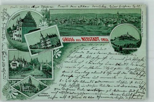 Neustadt 1902 Rathaus Bezirksdirektion Fröhl. Wiederkunft Schloss Hummelshain Leuchtenburg
