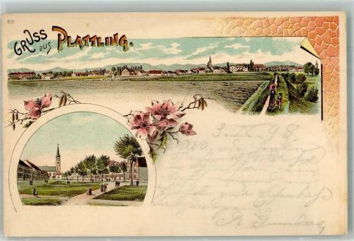 Plattling 1898 Lithographie
