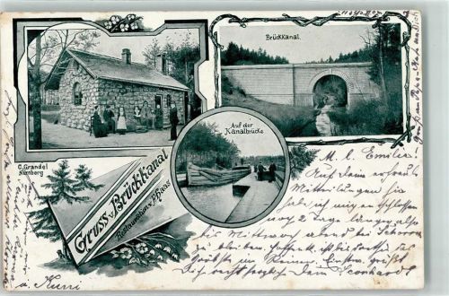 Feucht 1902 Griss vom Brückkanal Gasthaus Kanalbrücke