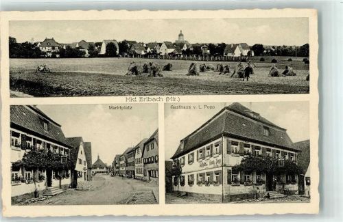 Markt Erlbach Marktplatz Heuernte Fahrrad Gasthaus Popp