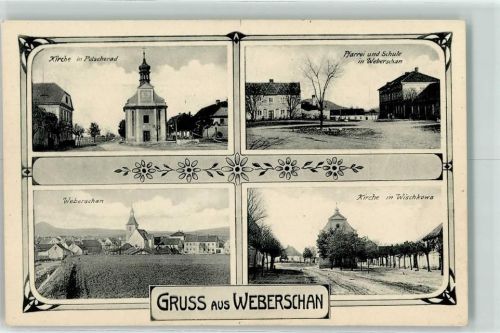 Louny Kirche in Potscherad Pfarrei und Schule in Weberschan Kirche in Wischkowa