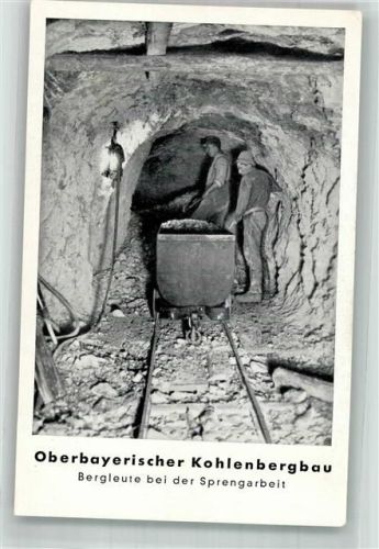 Der oberbayerische Kohlenbergbau , Bergleute bei der Sprengarbeit Beruf