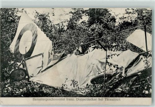 Thiaucourt-Regnieville Abgeschossenes franz. Doppeldecker AK