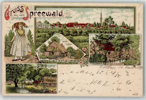 Lübbenau 1897 Gehöft in Leipe Tracht