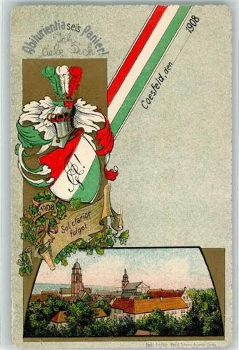 Coesfeld 1908 Studentika Abiturientia Paniert Wappen sign. Emil Ladke