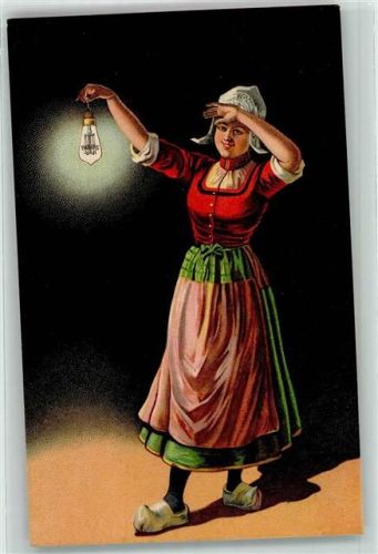 Werbung Philipps - Frau in Tracht mit Holzschuhe -AK