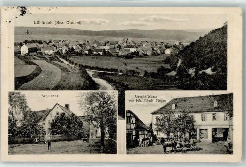 Löhlbach Schulhaus Geschäftshaus Friedr. Finger Kutsche