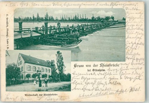 77963 W7635 Ottenheim , Schwarzw 1903 - Gasthaus zur Rheinbrücke Schiffbrücke