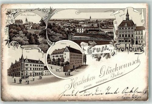 Frohburg 1898 Vorläufer Rathaus Post Schloß Schloßpark Litho
