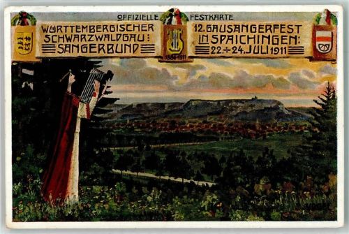 Spaichingen Württembergischer Schwarzwaldgau Sängerbund 12. Gausängerfest Juli 1911 sign Vogel