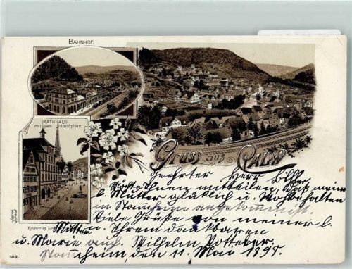 Calw 1898 Bahnhof Rathaus Marktplatz