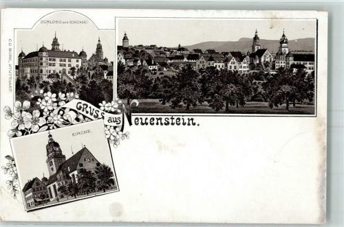 Neuenstein Vorläufer Druck 1890 - 1895 Gruss aus Lithographie Schloss AK