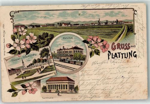 Plattling 1902 Bahnhof Oberer Stadtplatz Turnhalle