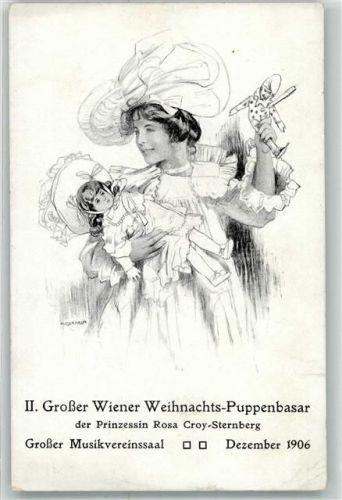 Wien 1. Bezirk, Innere Stadt II. Großer Wiener Weihnachts-Puppenbasar der Prinzessin Rosa Croy-Sternberg Dezember 1906 Kunstgeschichte Wien Gebrauchsspuren