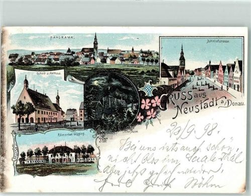 Neustadt 1898 Schule Rathaus Bahnhofstraße Altersheim Römerbad Gögging