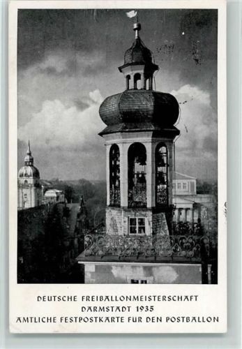 Darmstadt Deutsche Freiballonmeisterschaft 1935 + Sonderstempel