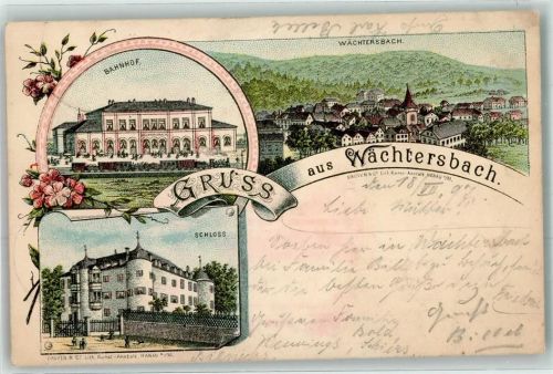 Wächtersbach 1897 Vorläufer Schloss Eisenbahn Papierschaden aber kein Knick oder Einriss