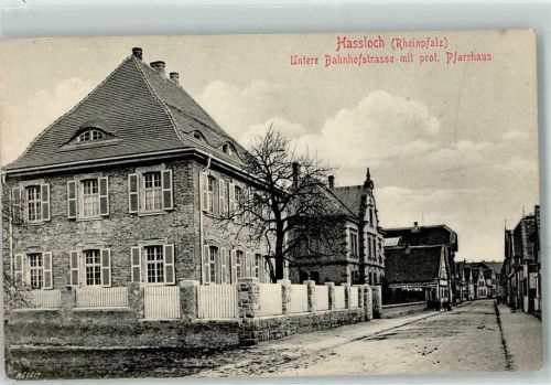 Haßloch 1919 Untere Bahnhofstraße mit Prot. Pfarrhaus