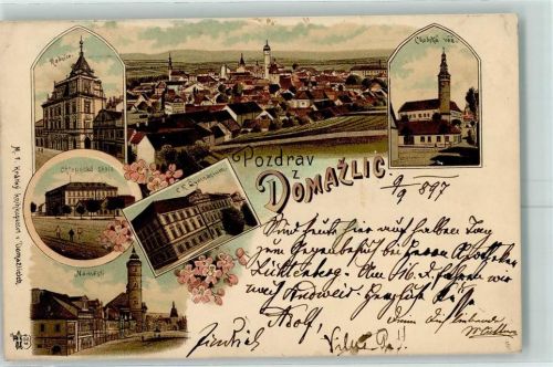 Domazlice 1897 Radnice Namesti Chlapecka skola Chodska vez Gymnasium
