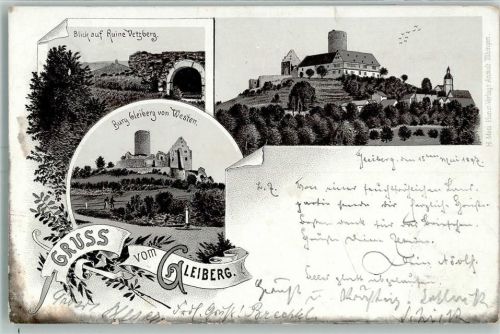 Krofdorf-Gleiberg Druck 1890-1895 Gruss aus Lithographie Burg Ruine AK
