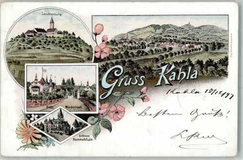 Kahla 1897 Leuchtenburg Fröhl. Wiederkunft Schloss Hummelshain