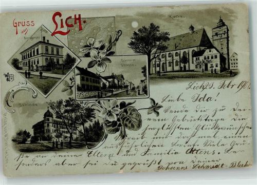 Lich 1901 Amtsgericht Giessenerstraße Kirche Schloss Ottmar Zieher
