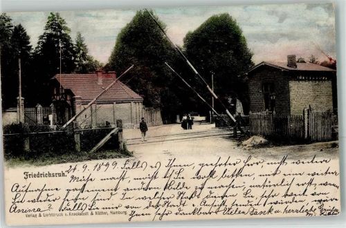 Friedrichsruh 1899 Schranke Bahnübergang Gleise Mann Uniform
