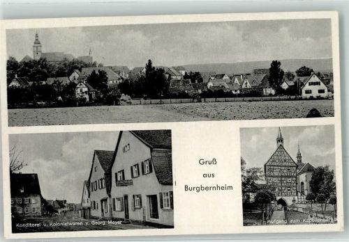 Burgbernheim Aufgang zum Kapellenberg Gasthaus Konditorei v. Georg Meyer