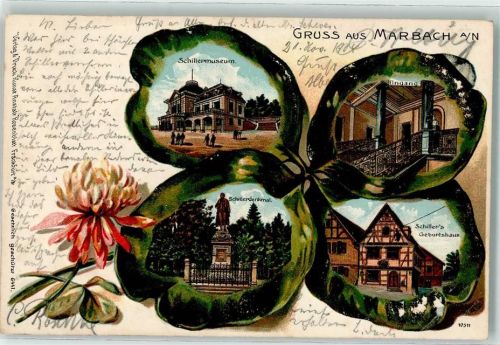 Marbach 1904 Schillermuseum Schillerdenkmal Schiller's Geburtshaus Kleeblatt