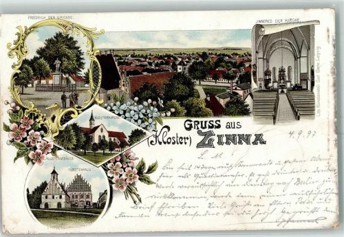 Zinna 1897 Denkmal Friedrich der Große Klosterkirche Füstenhaus Klostergebäude