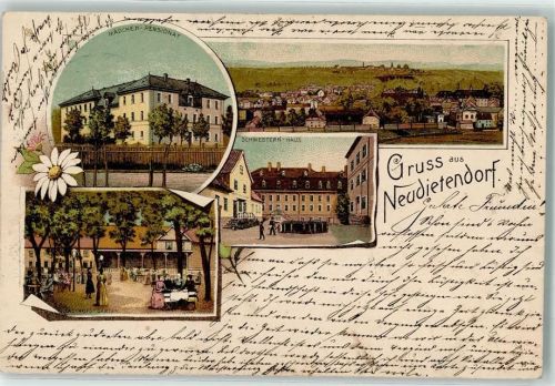 99192 O5103 Neudietendorf 1899 - Mädchen Pensionat Schwestern Haus Gasthaus Garten