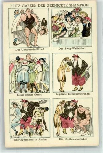 Der geknickte Shampion . Schwiegermama Humor , Verlag B.K.W. I 295-3 Gareis, F. Künstlerkarte